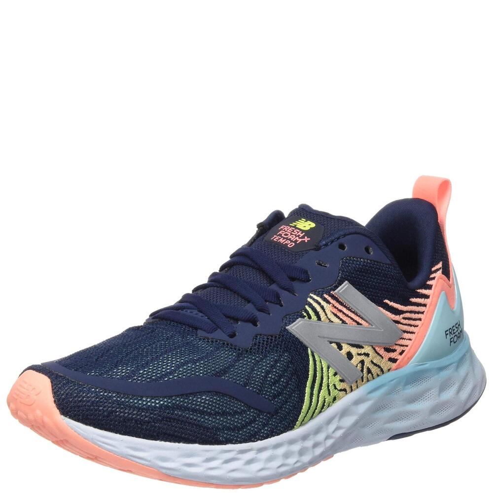 NEW BALANCE WOMEN'S FRESH FOAM TEMPO V1 RUNNING SHOE, NATURAL INDIGO/GINGER PINK
